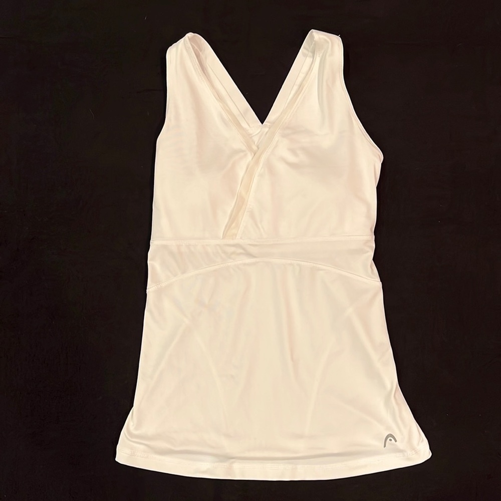 Head White Cross V Neck Tennis Tank Medium EUC
